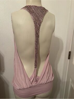 Vintage Y2K moda international pink backless halter rhinestone top NWOT M